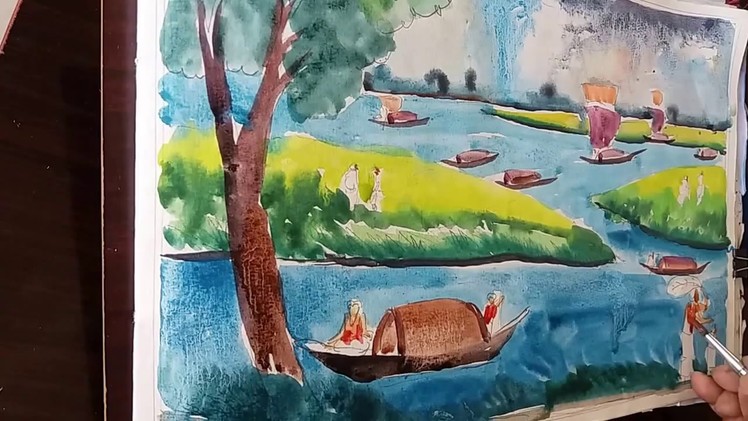 How to draw a scenery of rainy season in Bangladesh with water color.step by step very easy