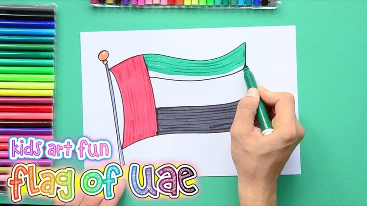 How to draw and color the National Flag of UAE