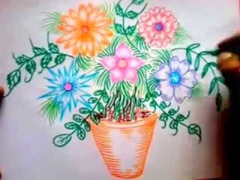 How To Draw Different Flowers in a pot - Arts and Crafts for Children