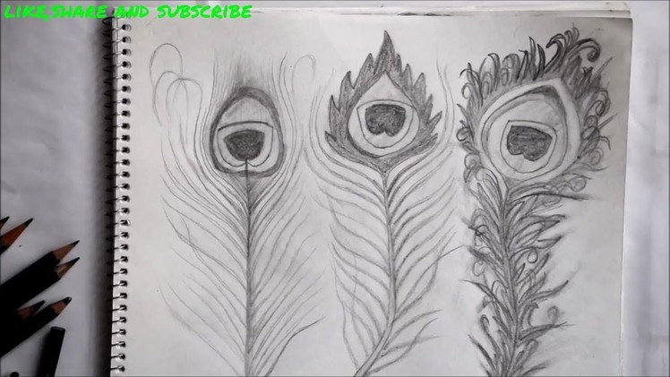 How to draw Easy peacock feather drawing for kids; 8