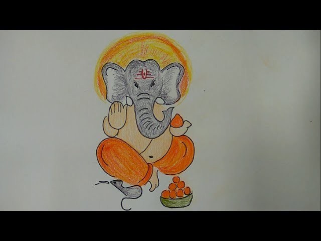 How to draw Lord Ganesha step by step very easily for kids - Hindu God
