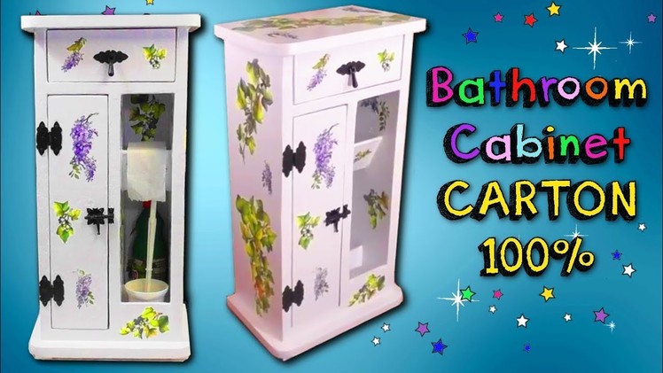How to make a BATHROOM CABINET using CARDBOARD - inexpensive decorating ideas - MR. DIY