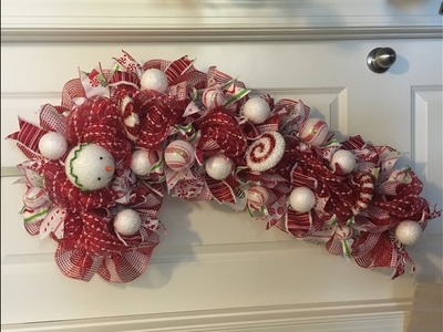 How to make a Deco Mesh Candy Cane for Christmas Poof and Ruffle Technique
