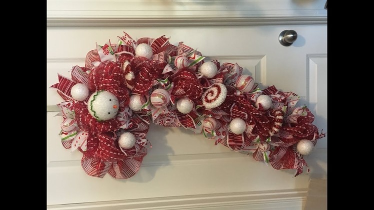 How to make a Deco Mesh Candy Cane for Christmas Poof and Ruffle Technique