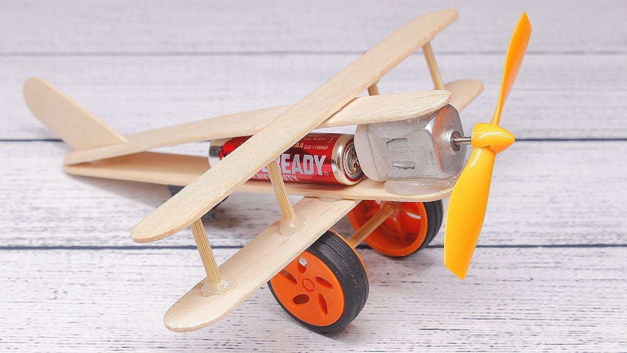 How to make A Plane with DC Motor Toy Wooden Plane DIY