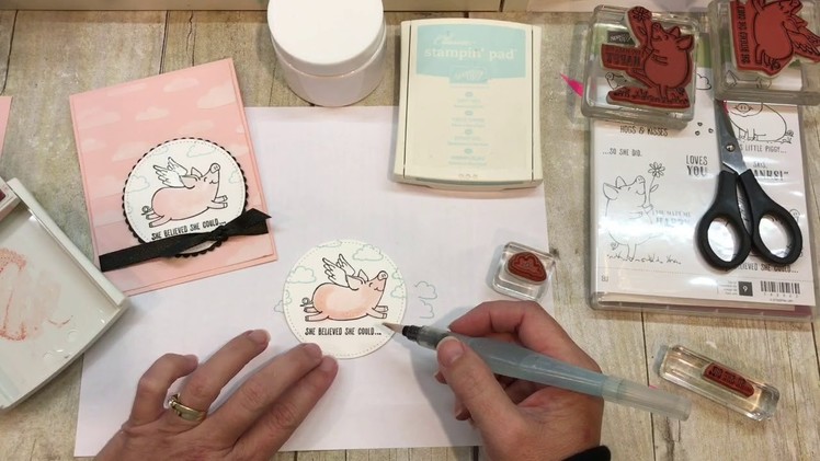 How to make a sweet This Little Piggy Card with Embossing Paste