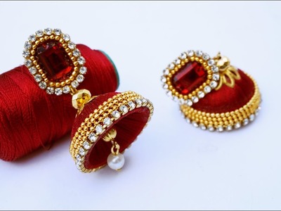 How To Make Beautiful Silk Thread Earrings | DIY | Silk Thread Jhumkhas | Paper Earrings Making