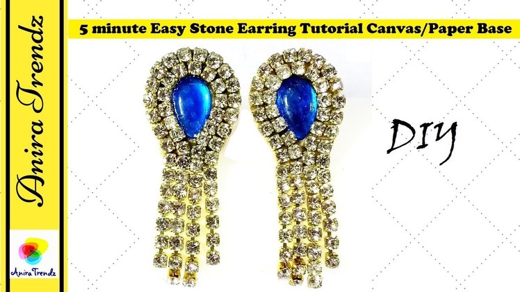 How to make designer earrings in 5 mins | Paper. Canvas patch Jewelry making tutorial DIY