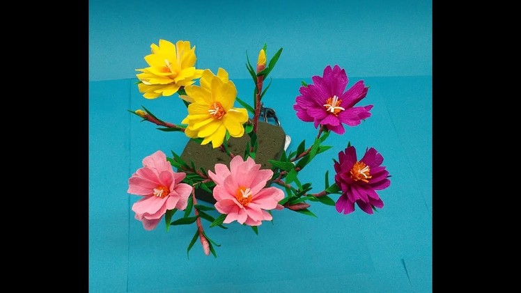 How to make Paper Flowers Moss Rose.Portulaca (flower # 208)
