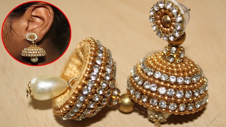 How to make Partywear Jhumkas with Gold & Ball Chain || New Partywear Earrings for Girls #Jhumkas
