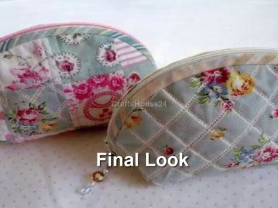 How to sew a Bag Step by Step for Beginner-How to make Handbag out of Cloth-DIY Make Up Bag Tutorial