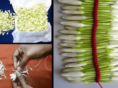 How To string jasmine garland | string pichi flower using hand | How to tie madurai pichi poo jadai