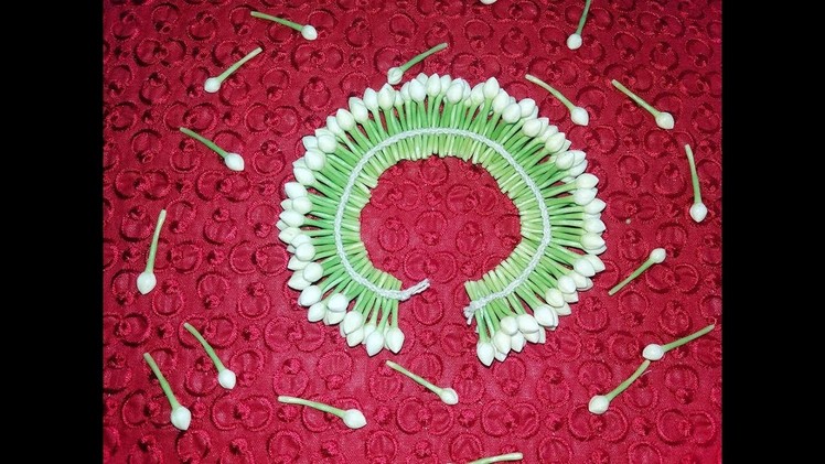 How to string nandiyavattai flower jadai | nandiyavattai poo decoration for wedding  hair
