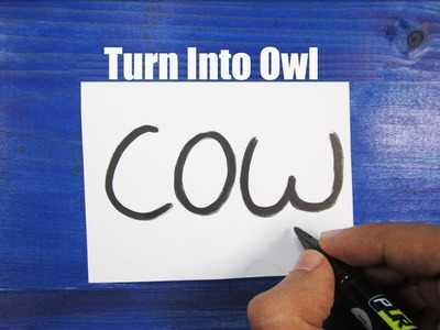 How to turn COW into Cartoon OWL ! Drawing fun game on paper for kids
