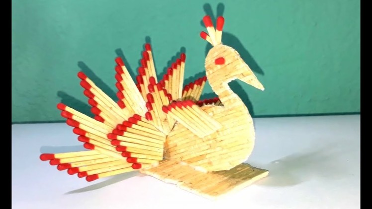 Matchstick art : How to make Matchstick peacock.peacock making from matchstick.wonderful match craft