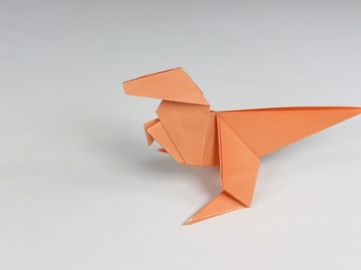 ORIGAMI T REX; How to Make an Easy Paper Origami Dinosaur Origami Velociraptor