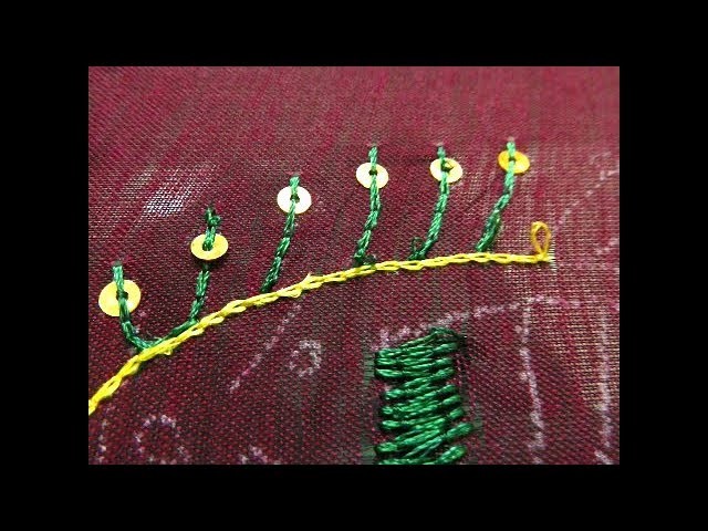 Chamki End Chain Stitching in Aari work | Maggam Work | Tutorials | DIY