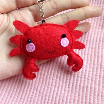 Cute Crab Animals Stuffed Felt Key Chain Key Ring With or Without Colorful Personalised Words Beaded Craft Kids Friend Gift Toys