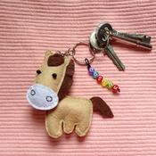 Cute Horse Animals Stuffed Felt Key Chain Key Ring With or Without Colorful Personalised Words Beaded Craft Kids Friend Gift Toys