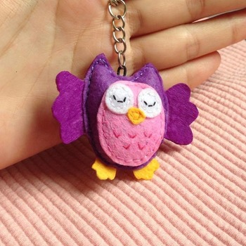 Cute Owl Animals Stuffed Felt Key Chain Key Ring With or Without Colorful Personalised Words Beaded Craft Kids Friend Gift Toys