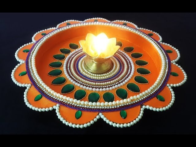 Diwali Thali Decoration from Cardboard | Pooja Thali Making | DIY Diwali Platter Decoration