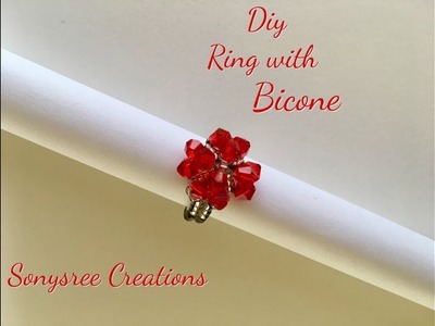 Diy Beaded Heart ❤️ Ring with Bicone  ???? _ Day 1 of 5 Day Marathon of Ring