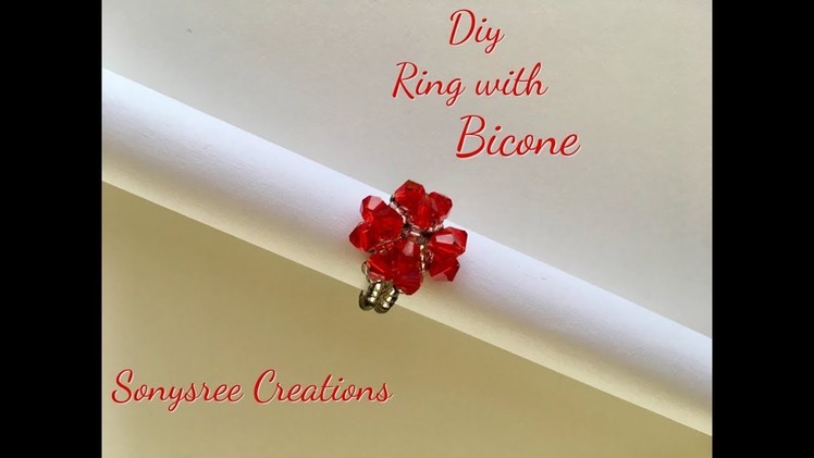 Diy Beaded Heart ❤️ Ring with Bicone  ???? _ Day 1 of 5 Day Marathon of Ring