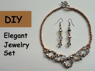 DIY Beaded necklace and earring set-  Easy jewelry making