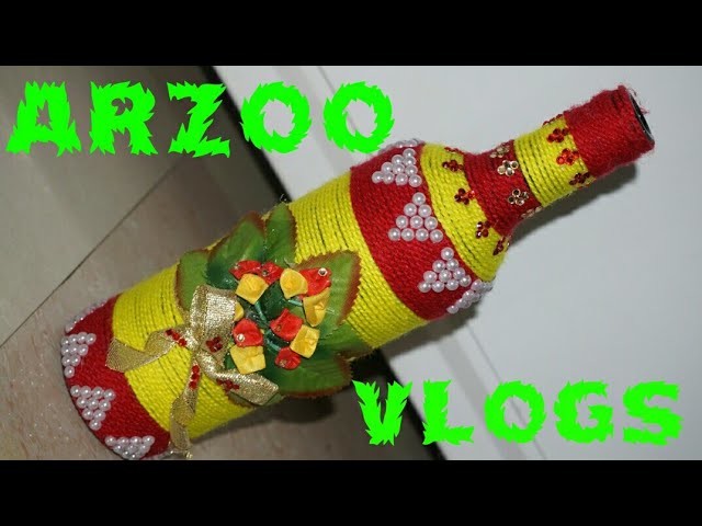 DIY Beer ???? bottle decor  || Yarn Wrapped glass ???? bottle || Recycled Crafts || ARZOO VLOGS