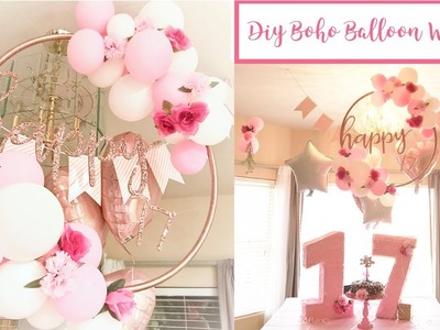DIY boho balloon hula hoop wreath