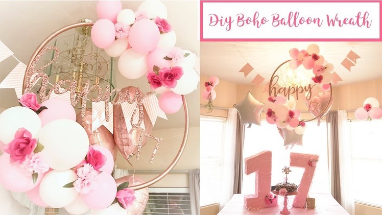 DIY boho balloon hula hoop wreath