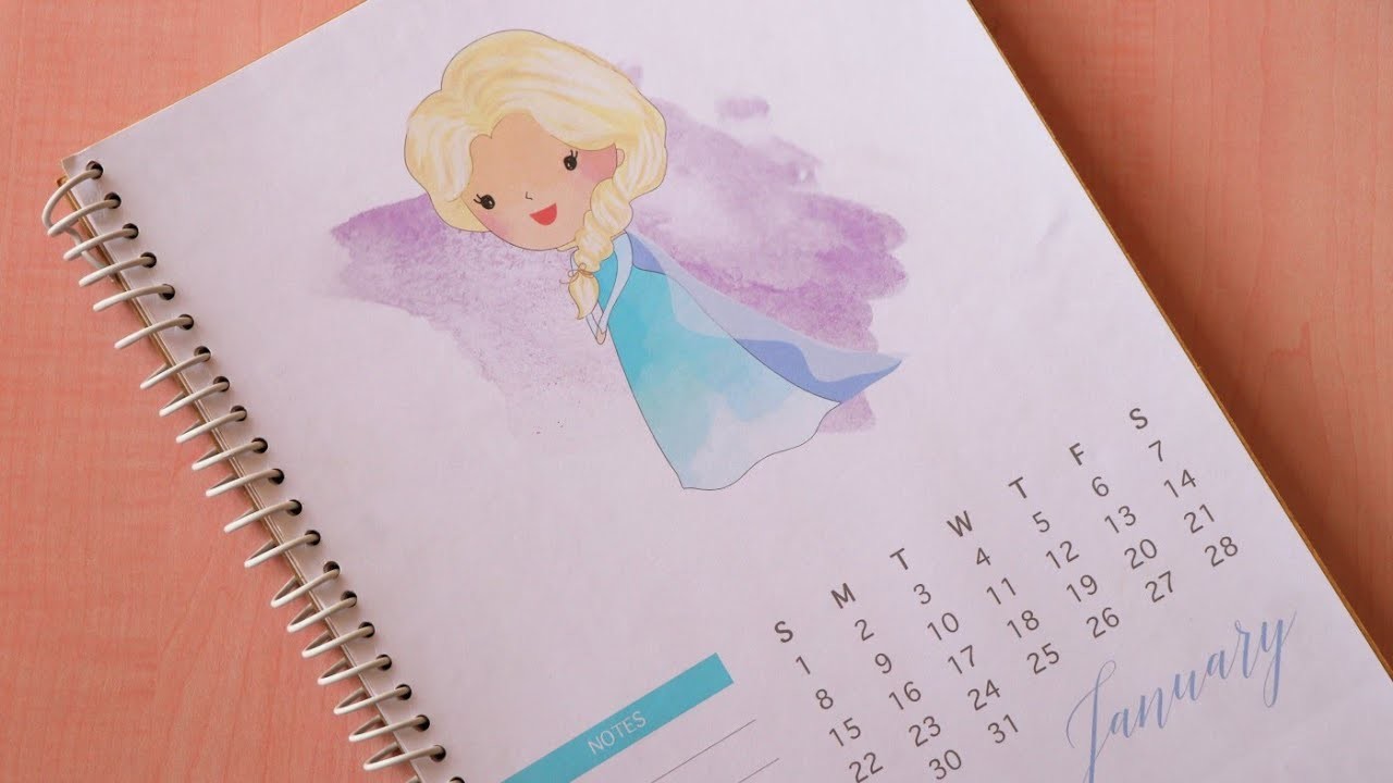 DIY CALENDAR YEAR 2017 FROM PRINTABLES CUTE DISNEY PRINCESS CALENDAR
