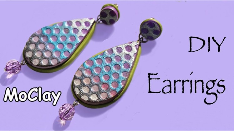 DIY Earring with a grid effect - Polymer clay jewelry