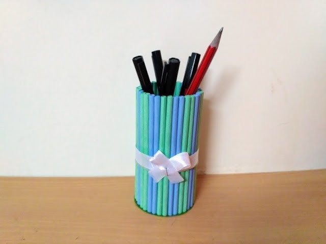 DIY- How to make pen stand.pencil holder. desk organizer from paper?