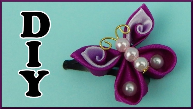 DIY Kanzashi | Stoff Schmetterling Haarspange | Ribbon Butterfly barrette | Hair clip accessories
