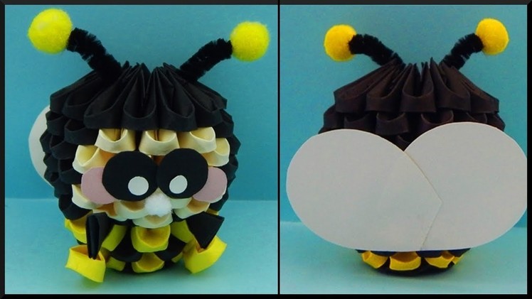 DIY | Papier Biene mit Pompoms | Tier | 3d Origami Animal | Cute Paper Bee