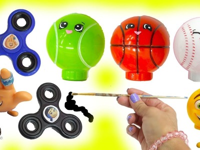 DIY The Emoji Movie Fidget Spinners, Inspired Shopkins Night Ligts - Dollar Tree Craft Video