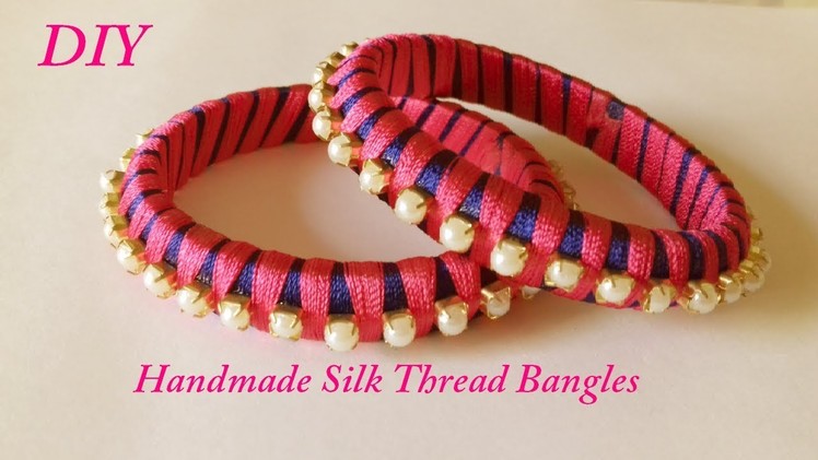 DIY || Two colour silk thread bangles !! || How to make silk thread bangles at home