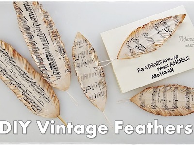 DIY Vintage FEATHERS using Music Sheet ♡ Maremi's Small Art ♡