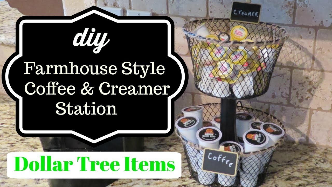 Dollar Tree DIY Farmhouse Style Coffee & Creamer Station