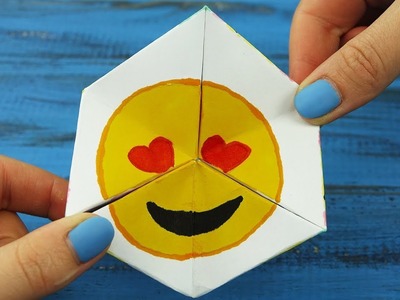 Emoji (Heart Eyes) Funny Paper Game with Fluttershy SeaPony, Pusheen Unicorn | Hexaflexagon Tutorial
