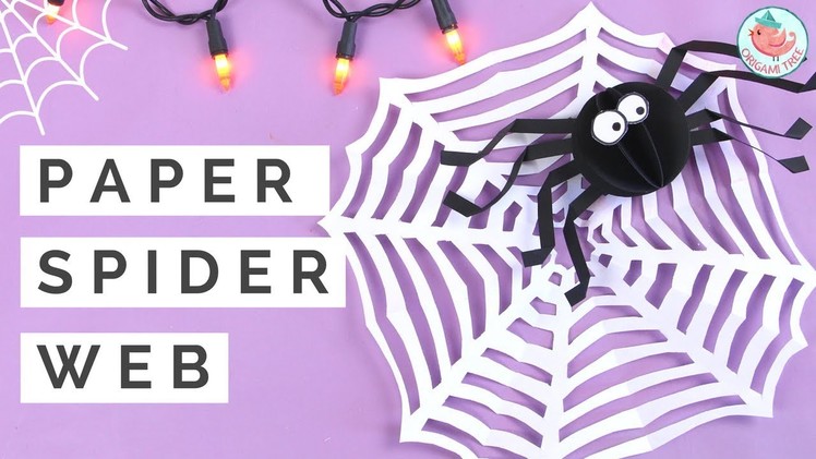 Halloween Crafts | Kirigami Spider Web w. ONE SHEET of Paper & Paper Spider Collab w. Red Ted Art