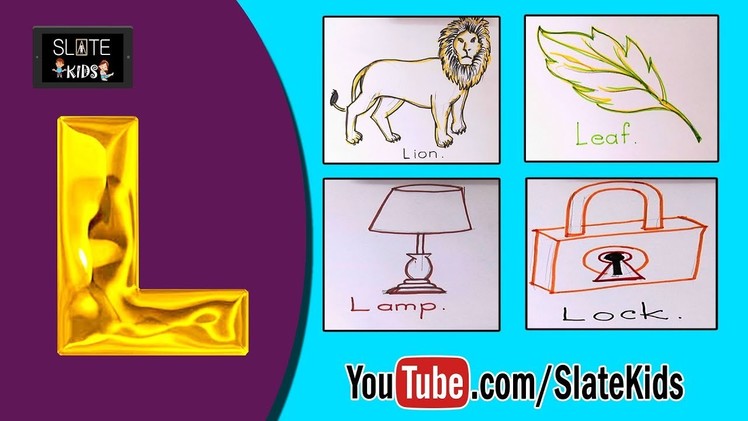 How To Draw Alphabet "L" In Stencil Style | Pencil Sketch of Alphabet 'L' | Slate Kids