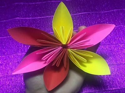 How to make 6 petal hand cut paper flowers | Origami flower Easy paper tutorial |  selber machen