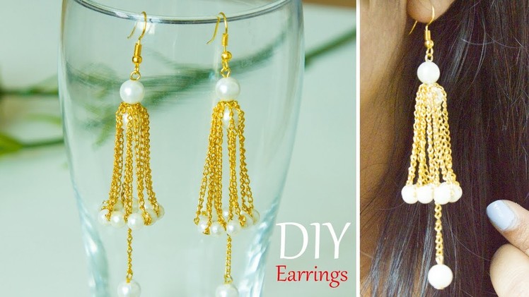 How to make Golden earrings | DIY easy and quick jewelry