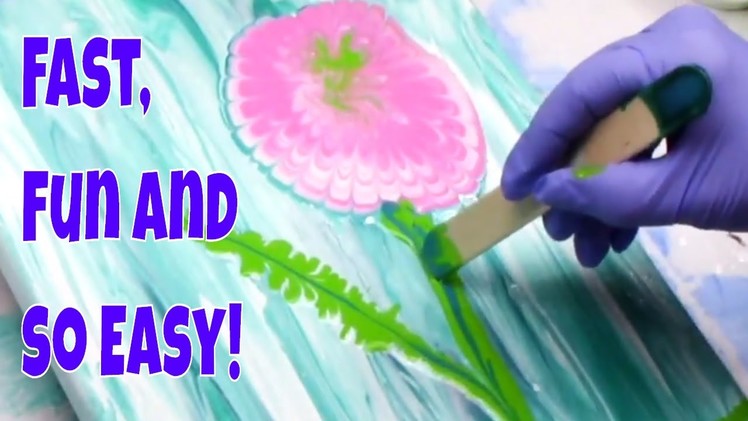 How to Paint Easy Flowers with Fluid Painting Technique