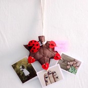 Ladybug On Autumn Leaf Memo Photo Hanging Ornament Clothes Pin Stuffed Felt Craft Wall Decor Gift
