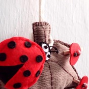 Ladybug On Autumn Leaf Memo Photo Hanging Ornament Clothes Pin Stuffed Felt Craft Wall Decor Gift