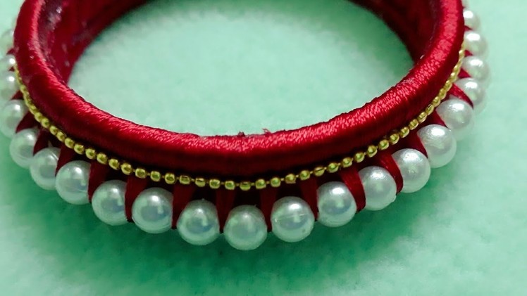 Latest silk thread bangle design||diy pearl beads bangle||party wear||girls love||trendy design||DIY