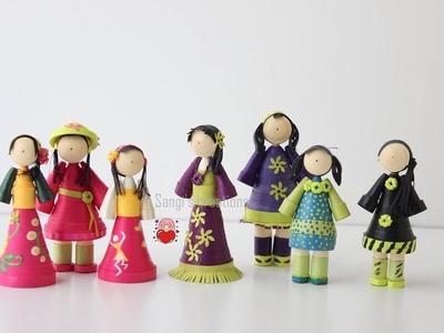 Paper quilling doll designs.Quilled miniatures